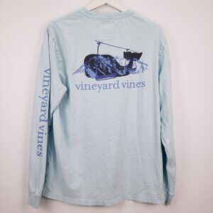 Vineyard Vines Shirt Mens Medium Light Green Long Sleeve Ski Logo 100% Cotton